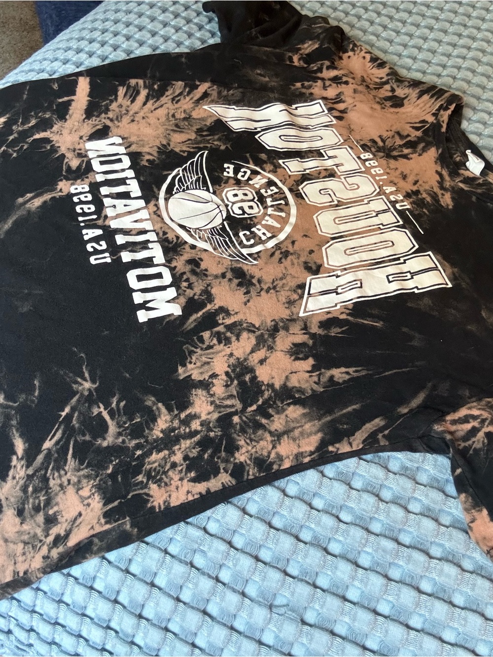 SHEIN Kids Black & Tan Tie-Dye Graphic Hoodie